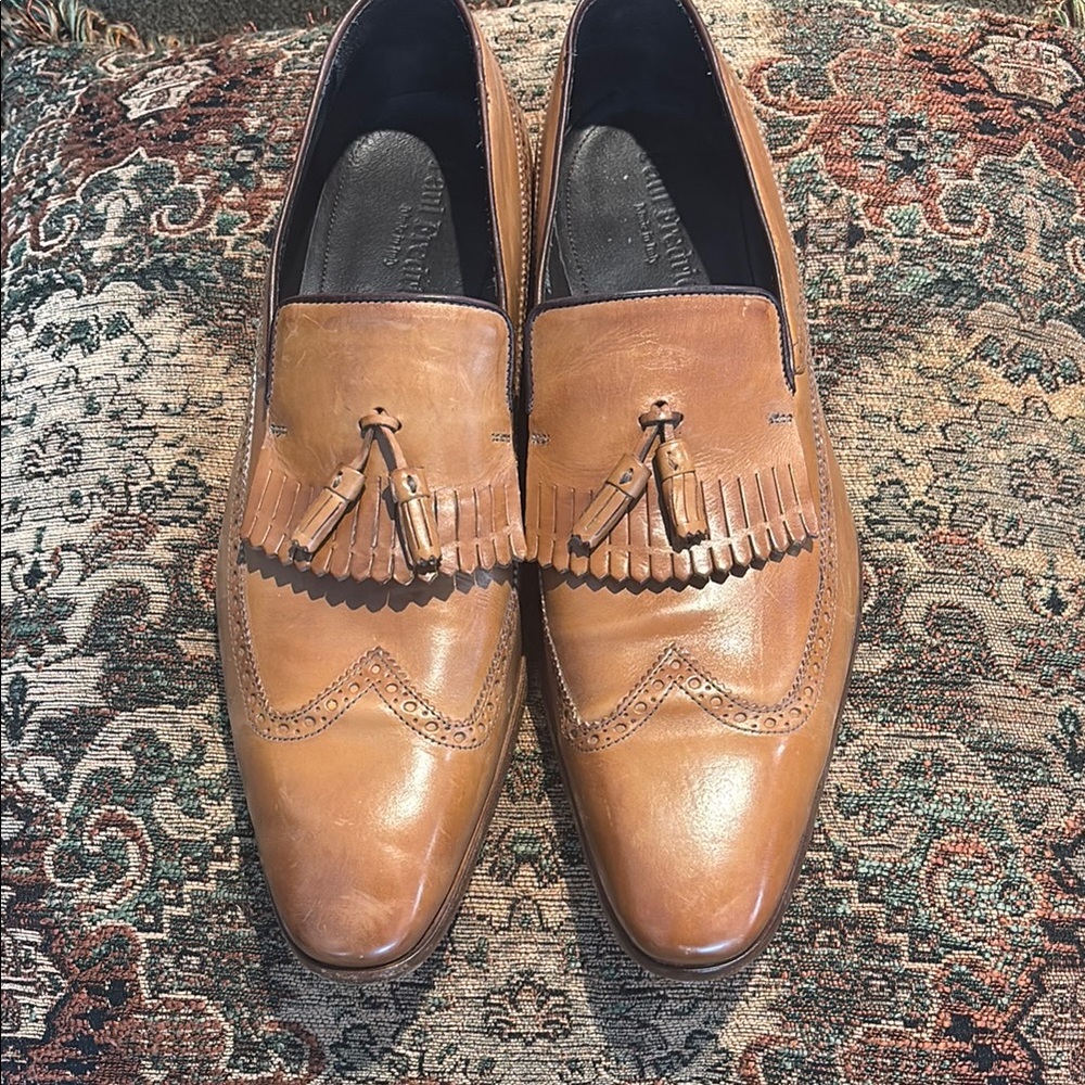 Paul Fredrick Brown Leather Tassel Loafers